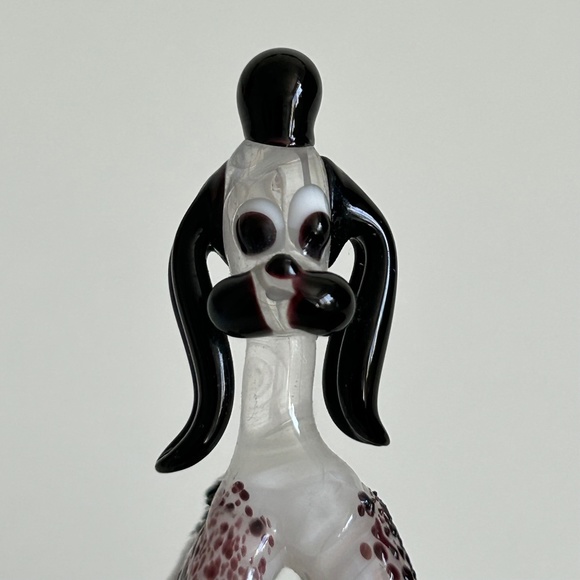Art Glass Lampwork  2.5" Poodle Black White Retro 50's Look - Picture 2 of 6